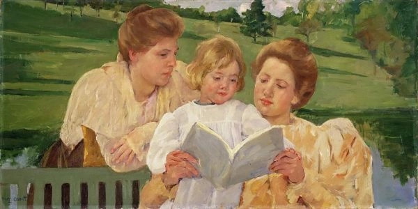Mary-stevenson-cassatt-american-1844-1926-family-group-reading-philadelphia-museum-of-art-painting