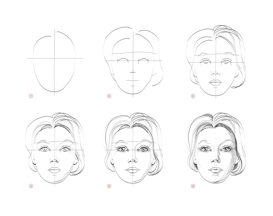 Step by step pencil drawing a woman face