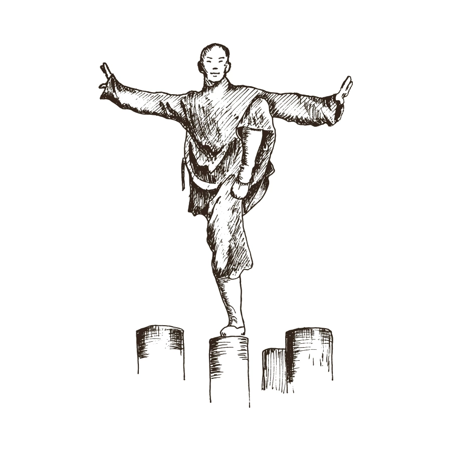 Draw a Shaolin Monk Standing in Fighting Pose