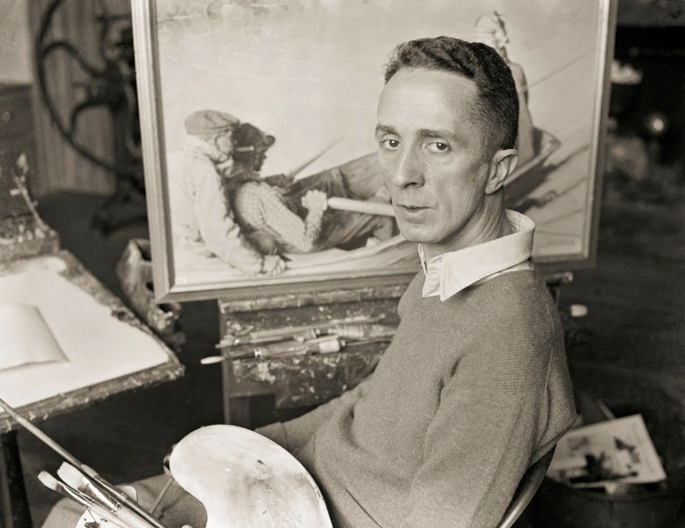 Portrait Of Norman Rockwell Working On Paintings