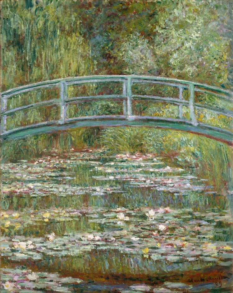 Bridge-over-a-pond-of-water-lilies