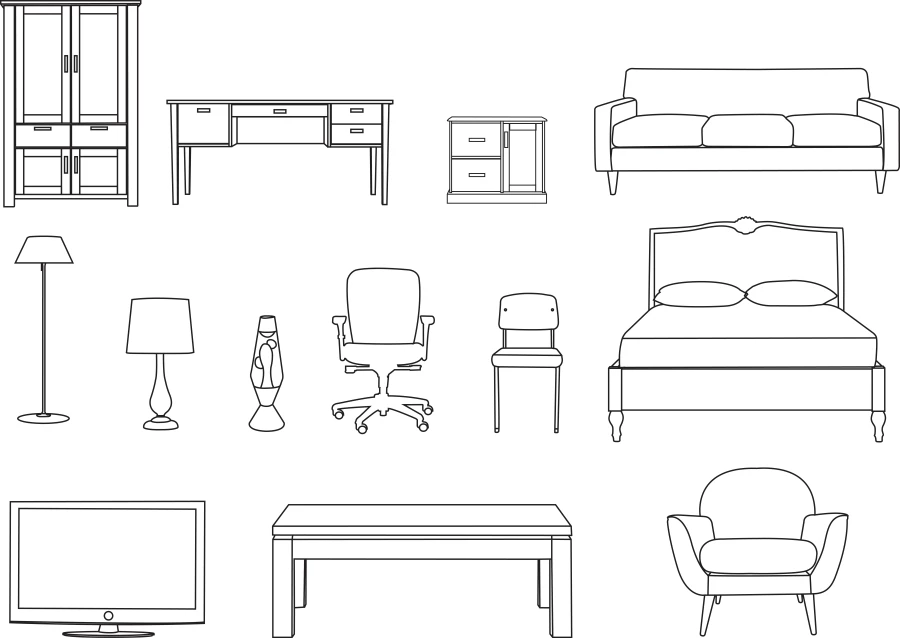 Furniture, line drawing
