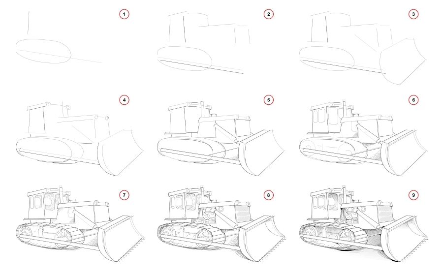 Draw a powerful tractor with blade for clearing ground