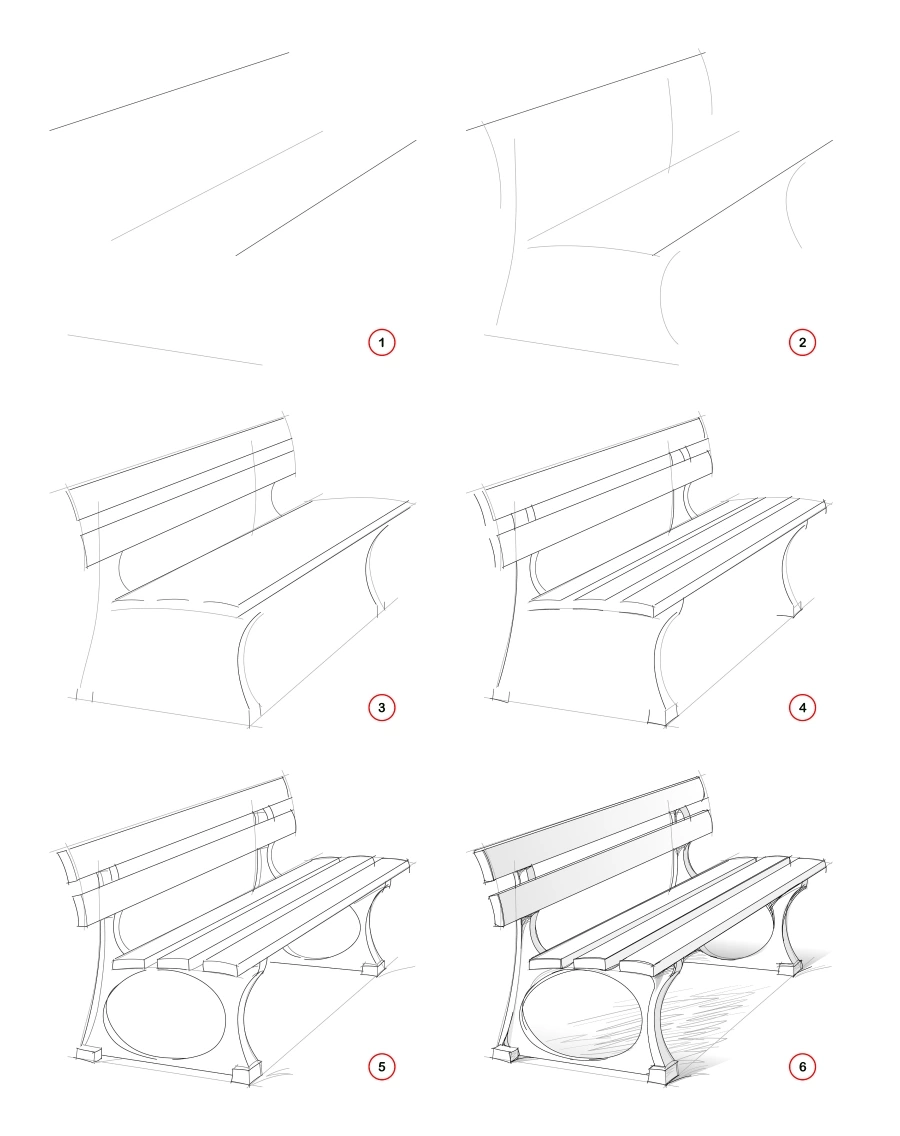 Draw a bench in the park