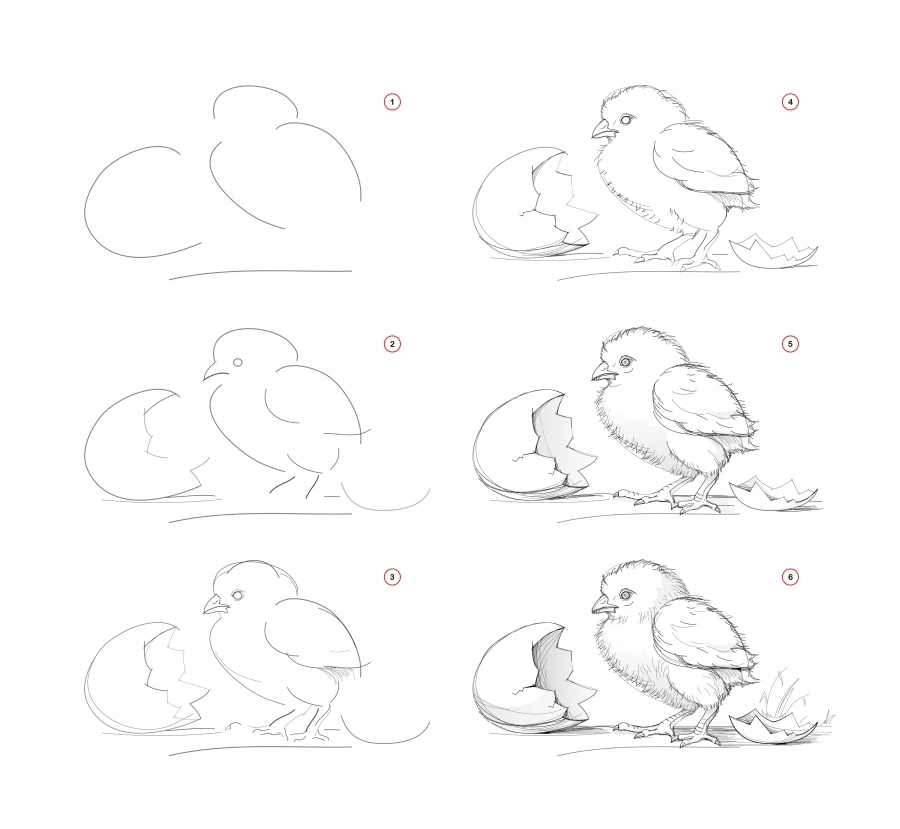 Draw a hatched chick