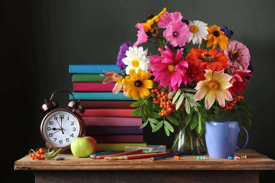 Draw a still life of flowers, fruit, or vegetables